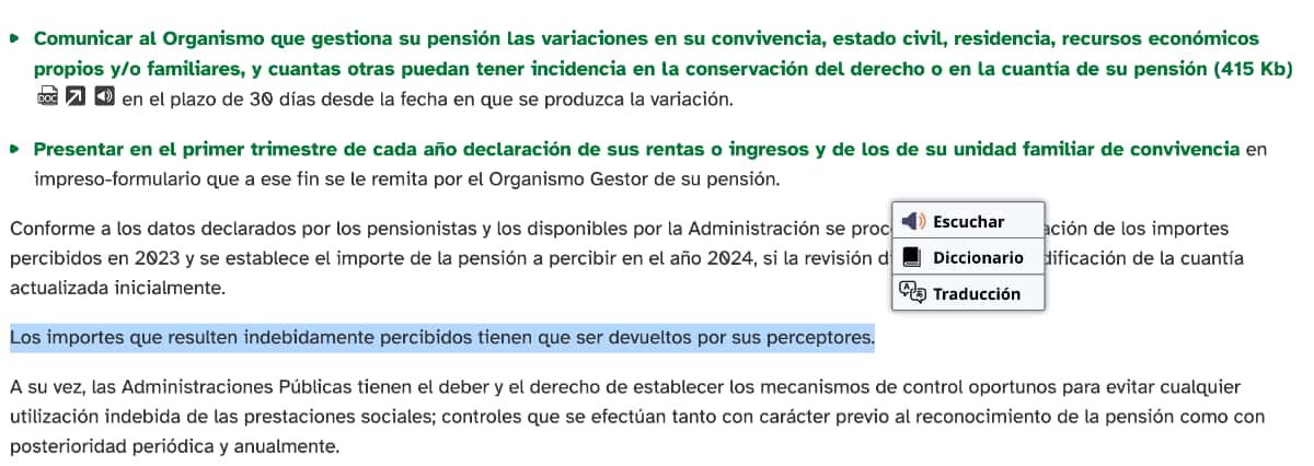 Devolución de la pensiones no contributivas
