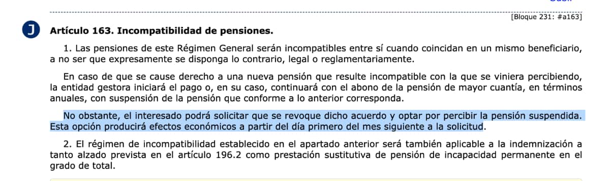 Artículo 163 de la Ley General de la Seguridad Social