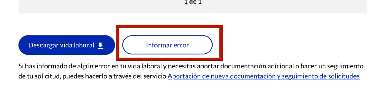 corregir errores en el informe de Vida Laboral 2