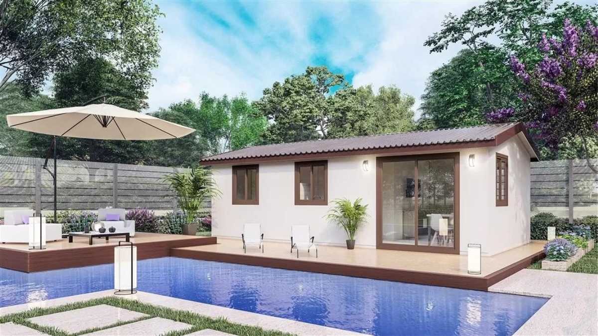 Esta casa prefabricada se vende totalmente amueblada y equipada: dos habitaciones y baño por 42.000 euros