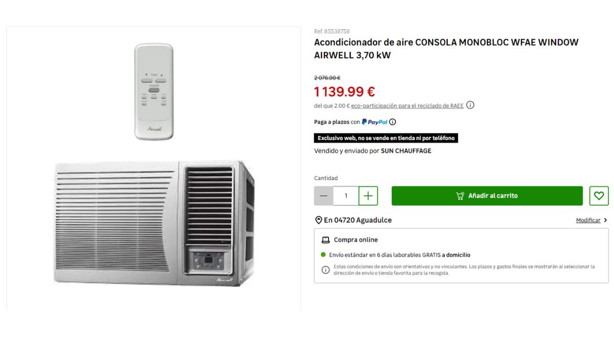 Máquina de aire acondicionado Leroy Merlin en oferta.