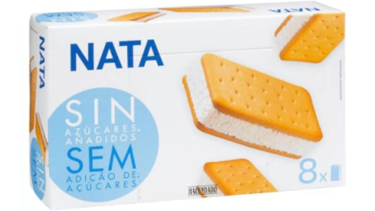 Una caja de helado de nata de Hacendado en Mercadona.