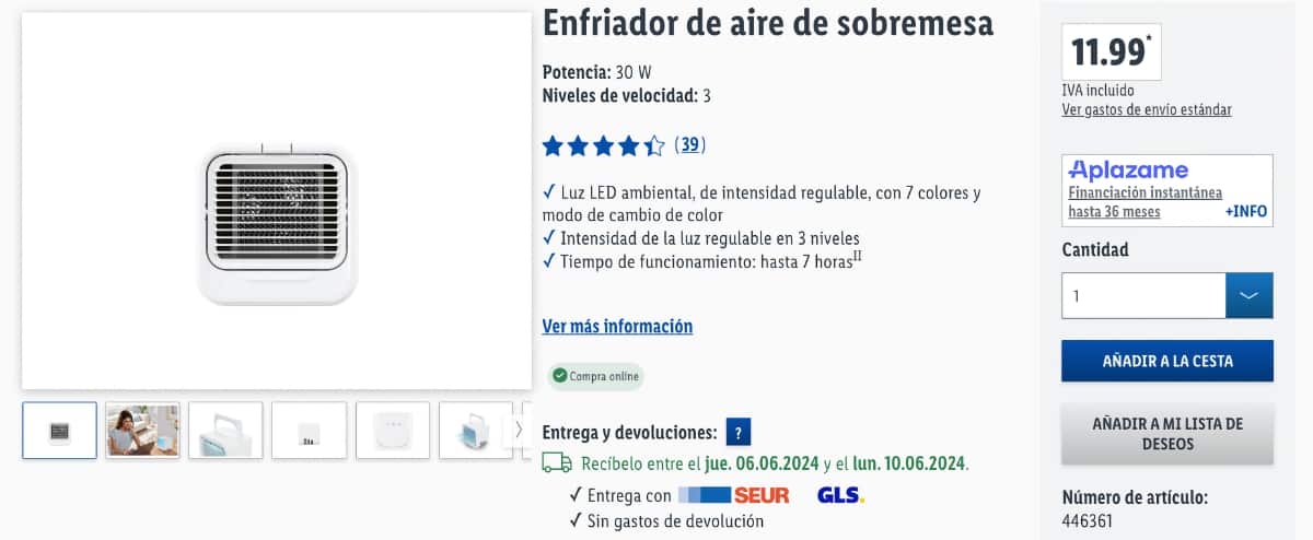 Enfriador aire acondicionado Lidl