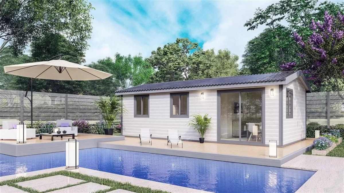 La casa prefabricada con 2 habitaciones que se vende totalmente equipada y amueblada por 42.200 euros