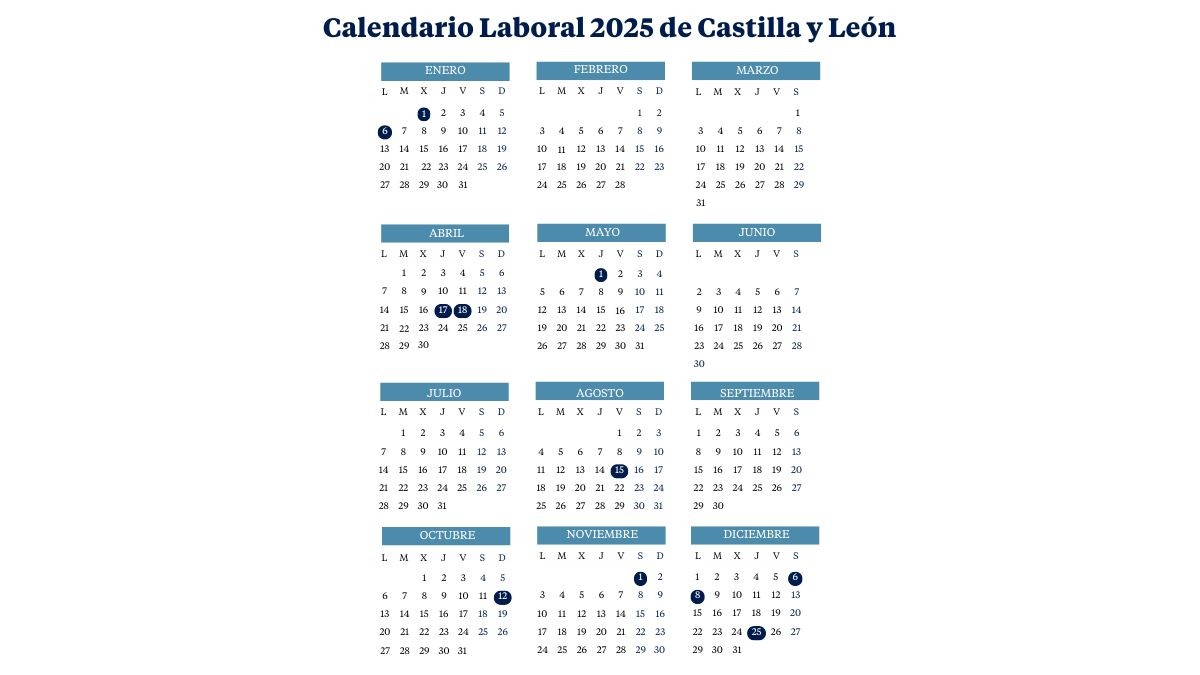 Calendario laboral de Castilla y León (2024-2025): festivos y puentes