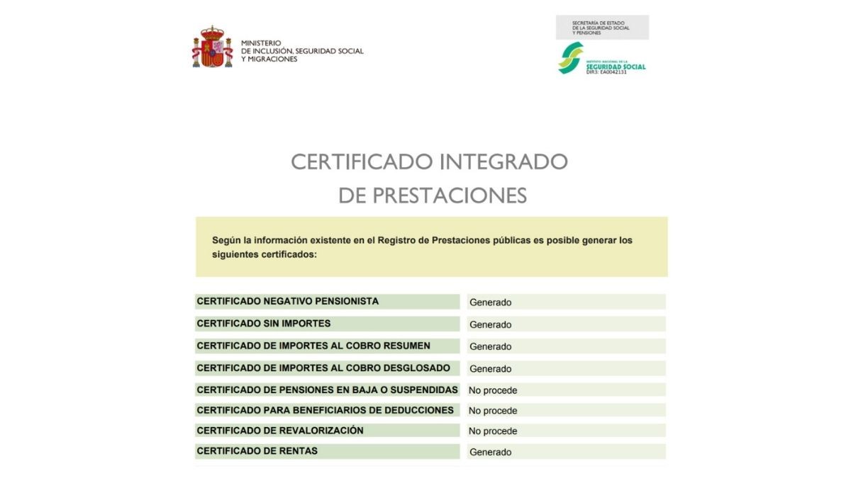 Cómo solicitar el Certificado Integral de Prestaciones de la Seguridad Social en pocos minutos