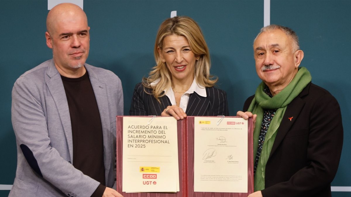 Trabajo firma con los sindicatos la subida del Salario Mínimo Interprofesional de 2025 que se aprobará mañana