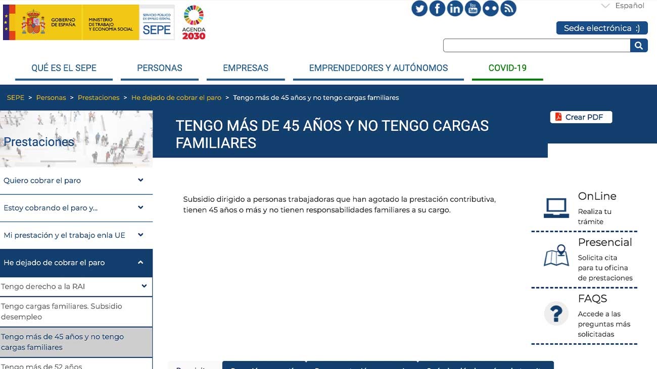 Cómo solicitar el subsidio por desempleo para mayores de 45 años en 2021