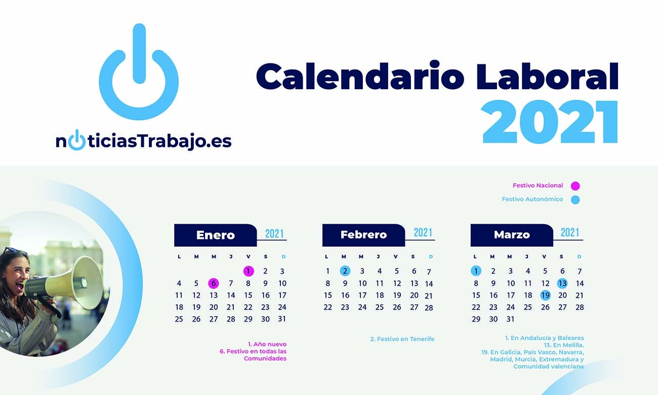 Calendario laboral 2021. Estos serán los puentes y festivos