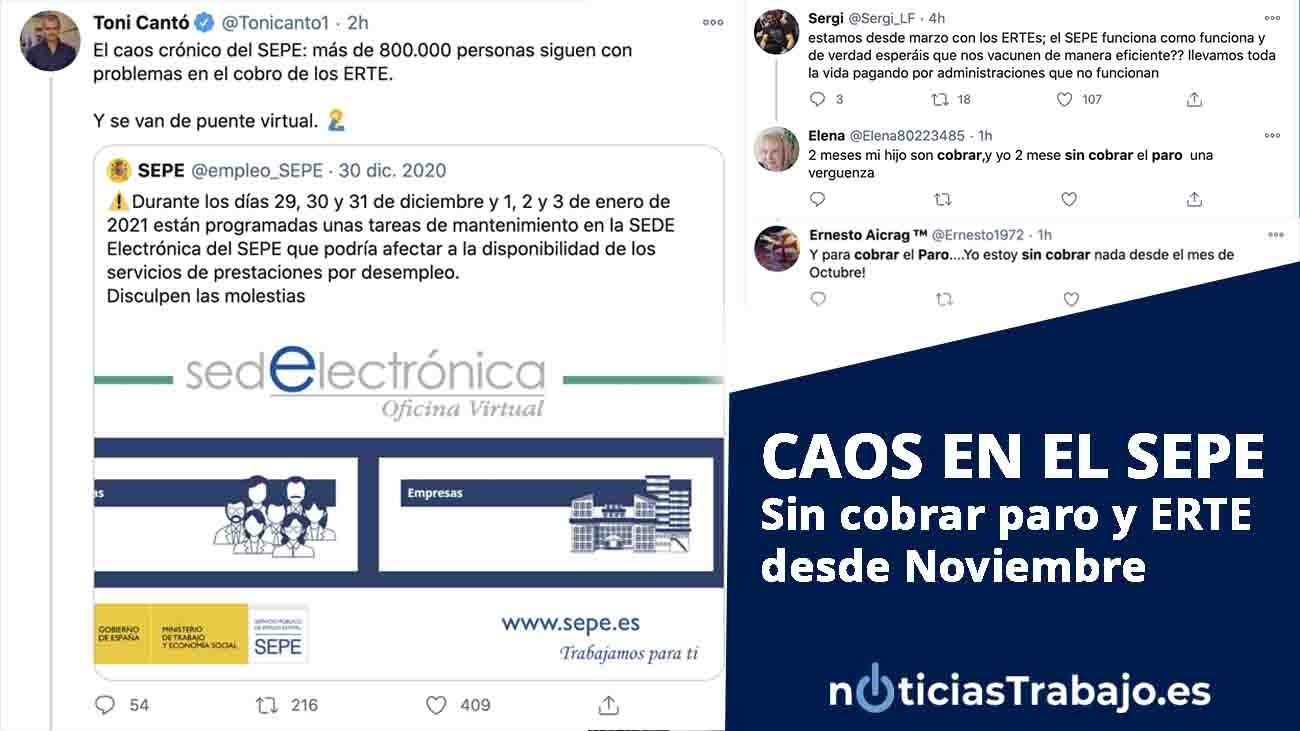 Caos en el SEPE: sin cobrar paro y ERTE desde noviembre