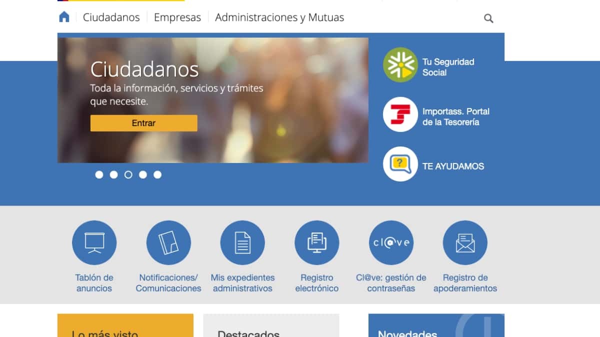 La Sede Electrónica de la Seguridad Social no funcionará esta tarde de 20:00 a 21:30 horas