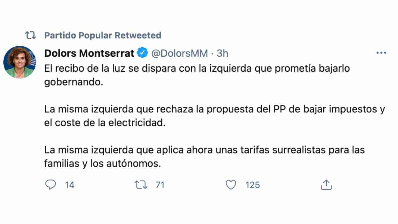 partido popular critica nueva factura luz