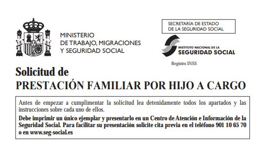 solicitud hijo a cargo seguridad social