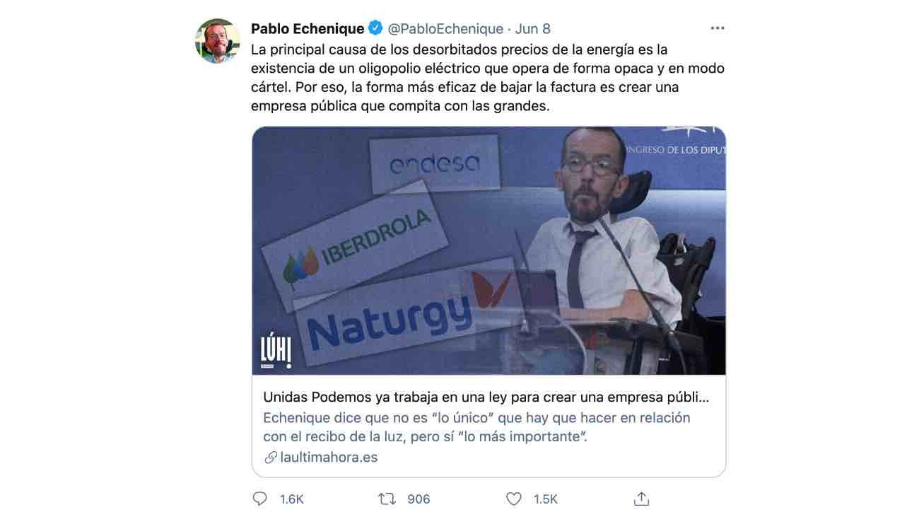 pablo echenique nueva factura luz