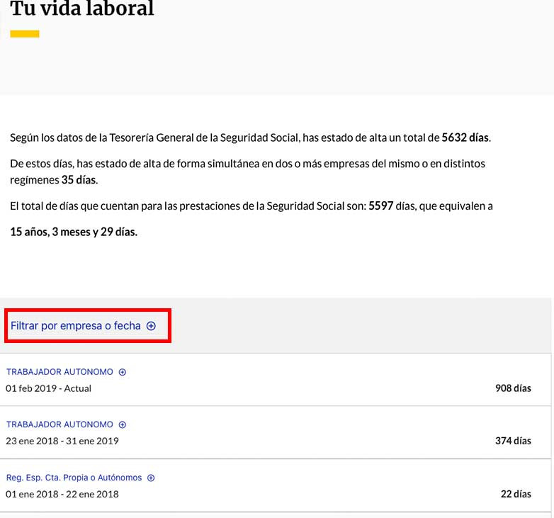 vida laboral acotada, paso 5