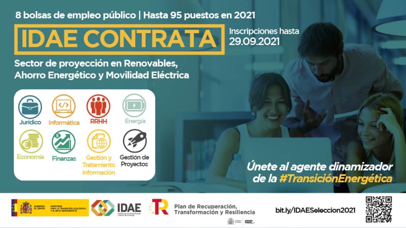 IDAE convoca una oposición para cubrir 95 plazas de personal laboral del grupo técnico