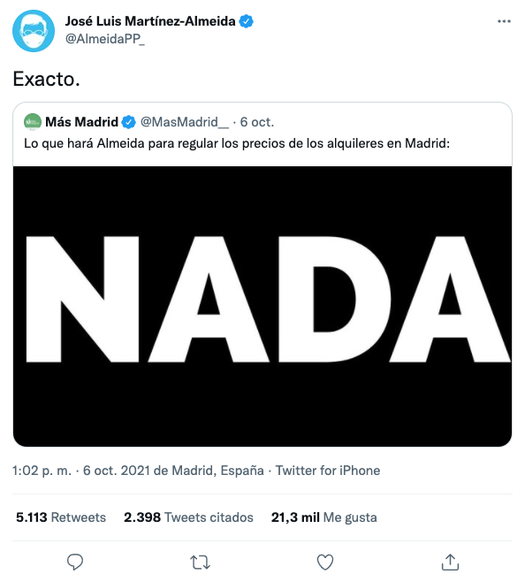 Twitter de José Luis Martínez Almeida