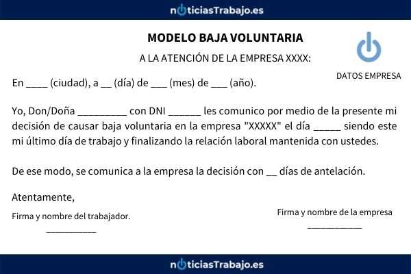 Modelo baja voluntaria
