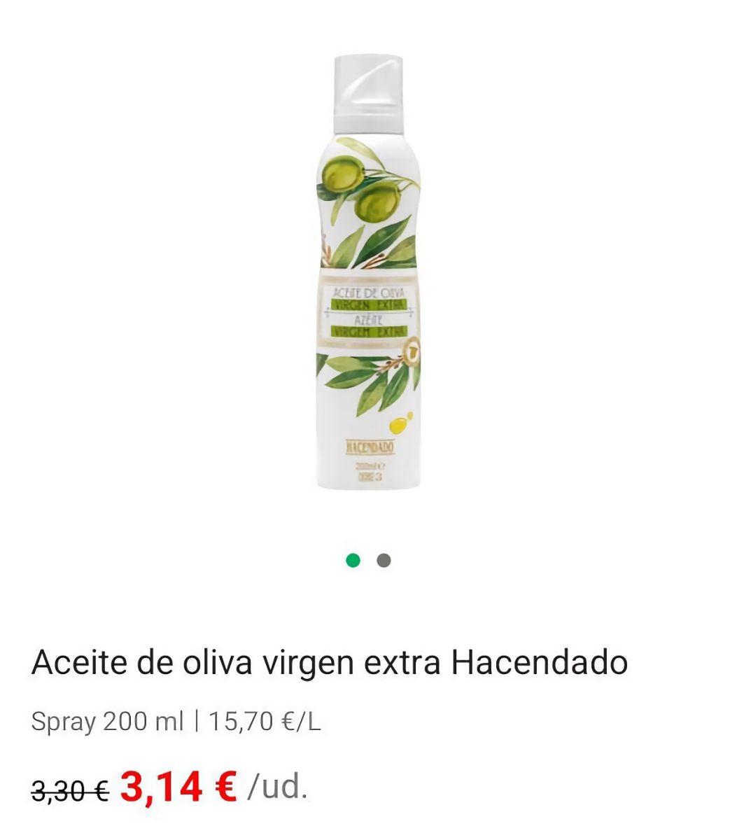 Aceite de oliva formato spray Hacendado