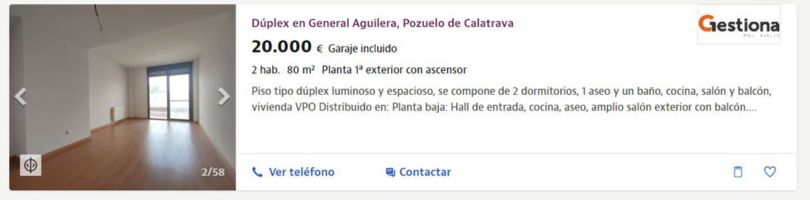 Piso tipo duplex en venta en Pozuelo de Calatrava, por 20.000 €