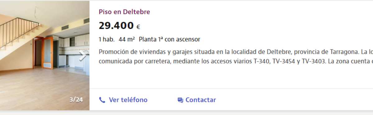 Piso en venta en Deltebre por un precio de 29.400 euros 