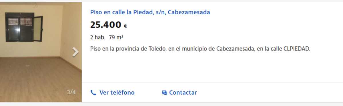 Piso en venta en Cabezamesada, por un precio de 25.400 euros 