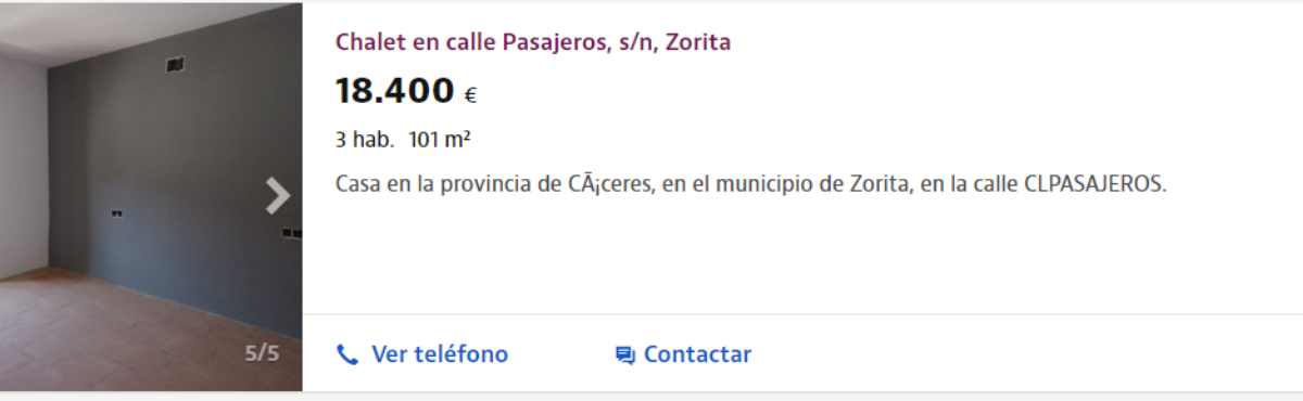 Casa o Chalet en venta en Zorita por un precio de 18.400 euros 