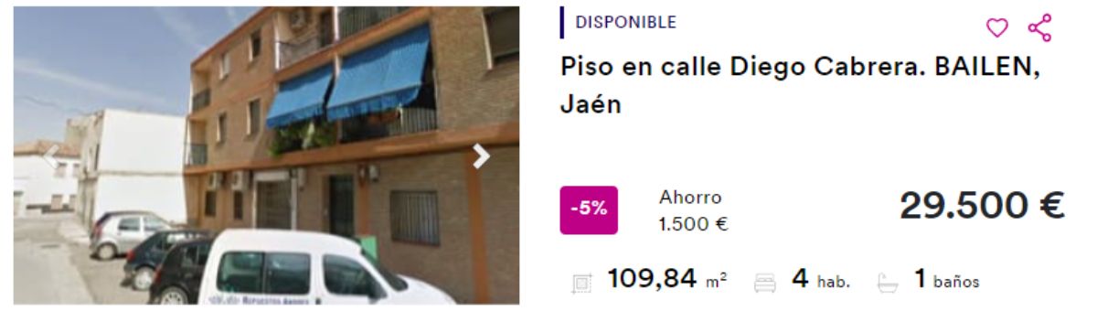 Piso en venta en Bailen por un precio de 29.500 euros 