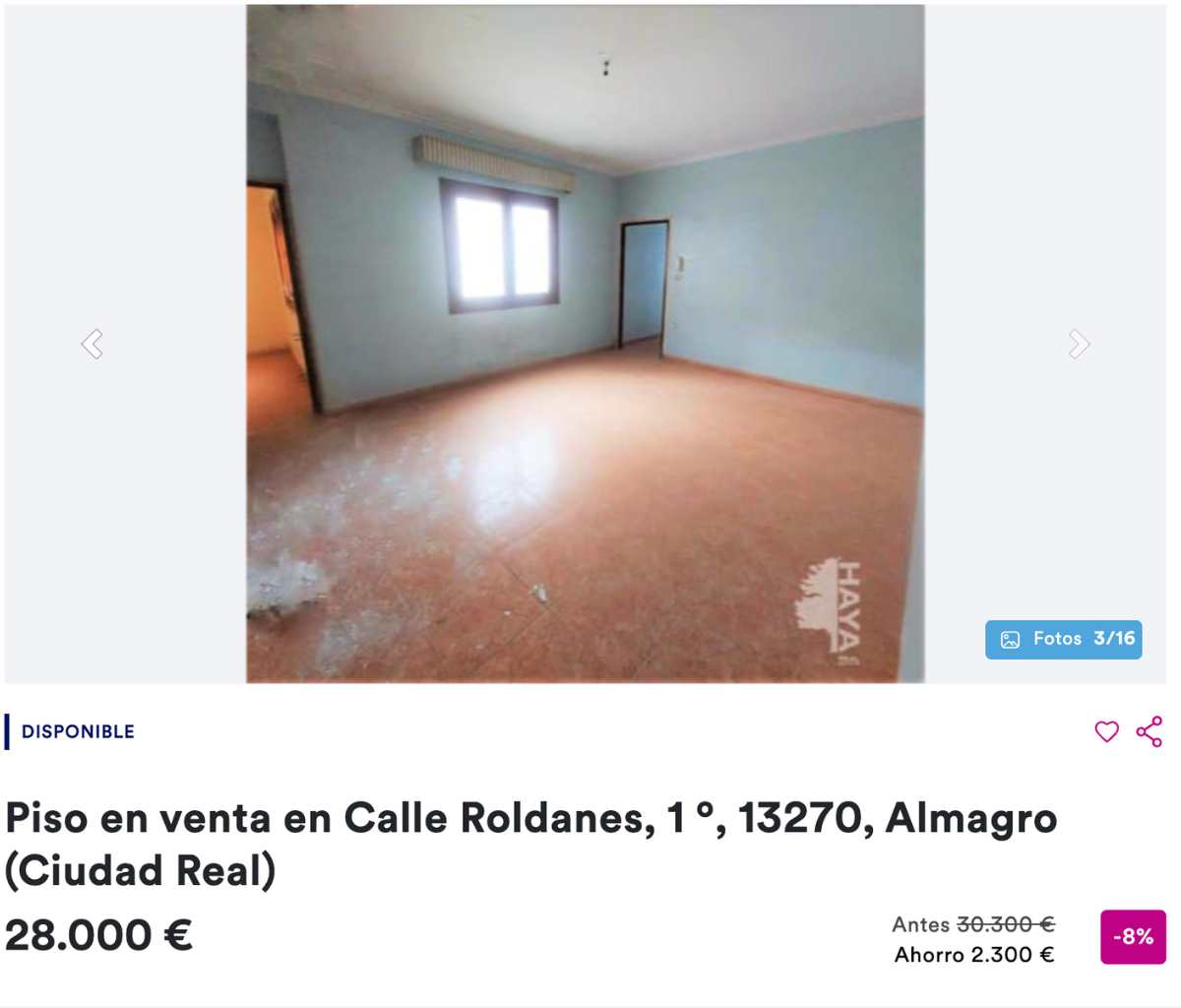 Piso en venta en Almagro (Ciudad Real) por un precio de 28.000 euros