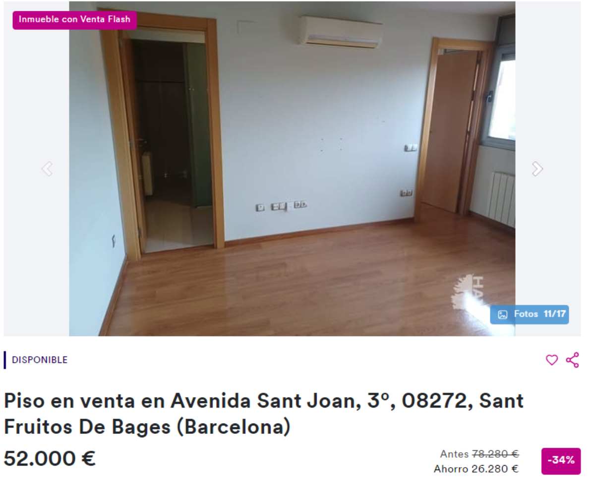 Piso en venta en Sant Fruitos de Bages (Barcelona) por un precio de 52.000 euros 