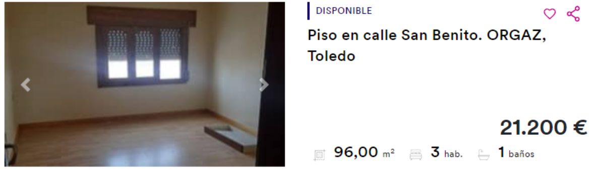 Piso en venta en Orgaz por un precio de 21.200 euros 