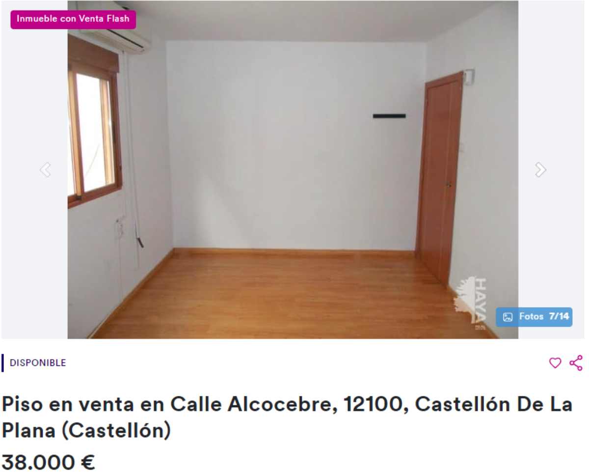 Piso en venta en Castellón de la Plana por un precio de 38.000 euros 