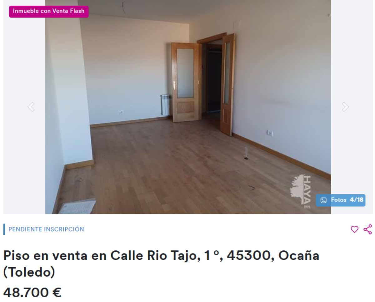 Piso en venta en Ocaña por un precio de 48.700 euros 
