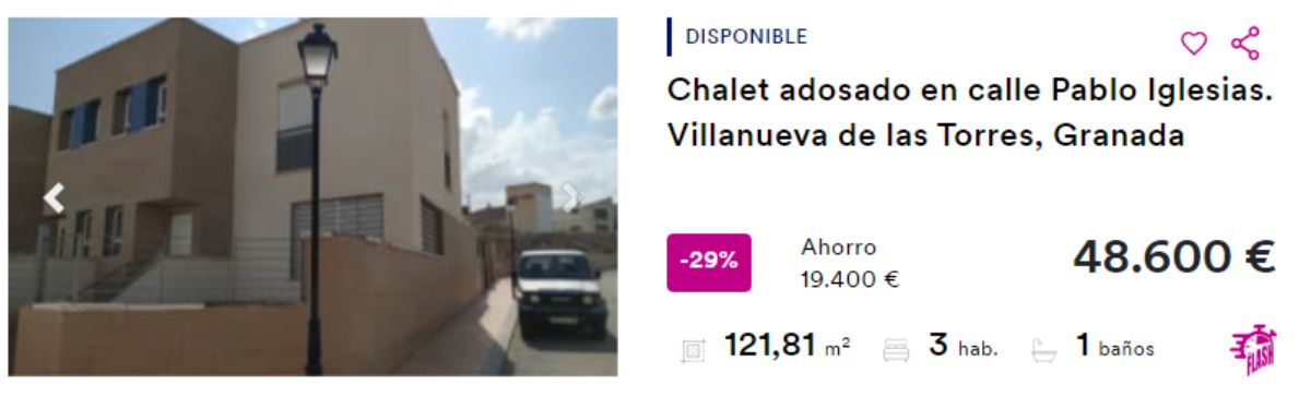 Chalet adosado en Villanueva de las Torres por un precio de 48.600 euros 