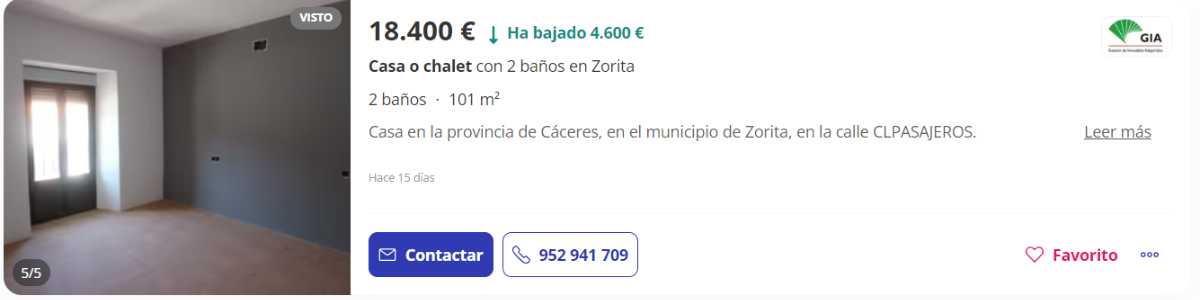 Casa en venta en Zorita de Unicaja