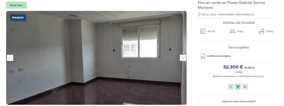 Piso en venta en Bullas (Murcia) por un precio de 32.300 euros 