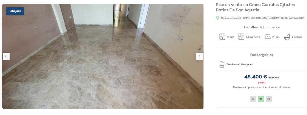 Piso en venta en El Ejido (Almería) por un precio de 48.400 euros 