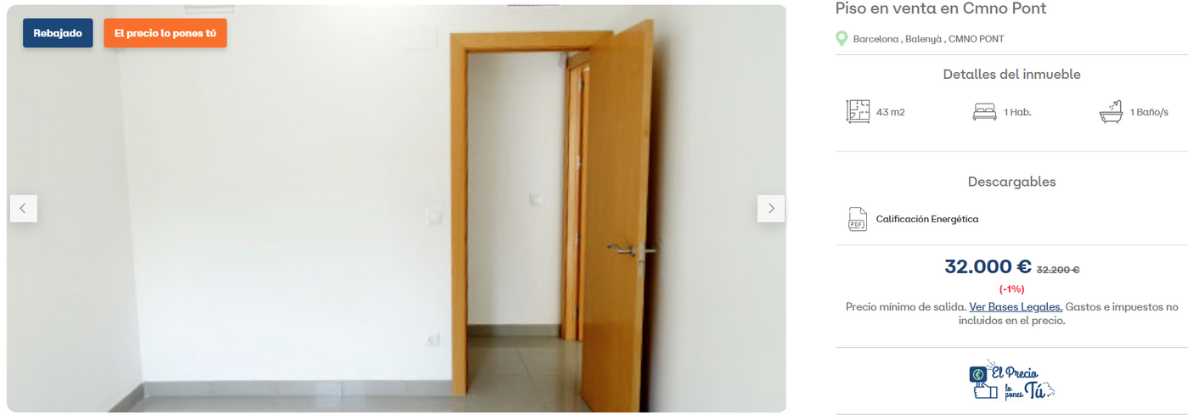 Piso en venta en Balenyá por un precio de 32.000 euros