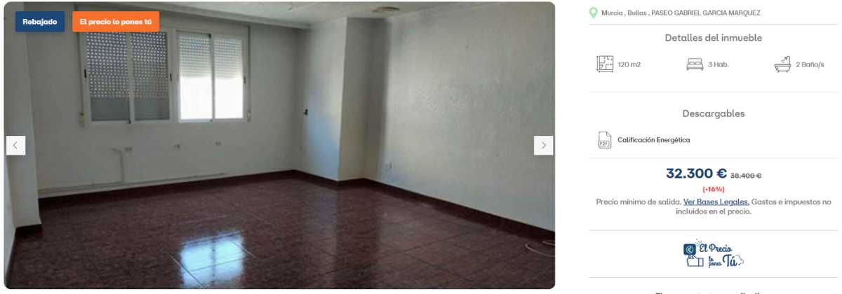 Piso en venta en Bullas por un precio de 32.300 euros