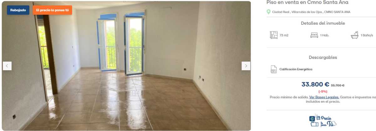 Piso en venta en Villarrubia de los ojos por un precio de 33.800 euros
