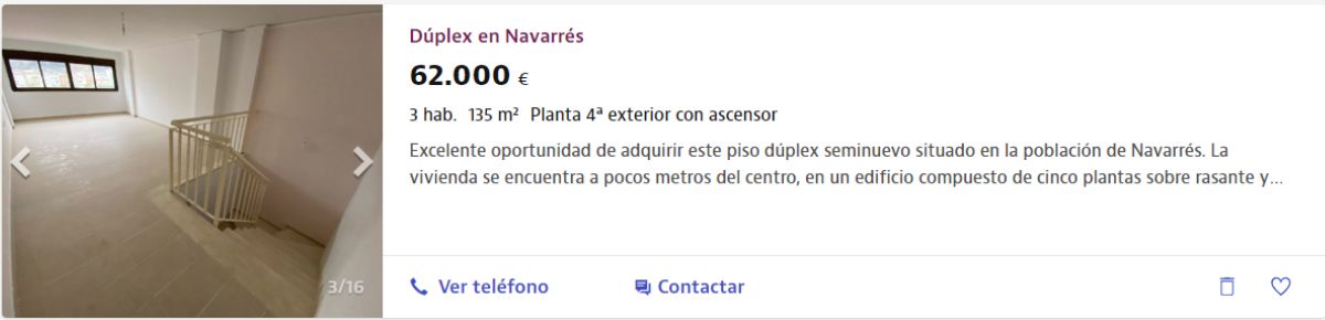 Dúplex en venta en La Canal de Navarrés por un precio de 62.000 euros 