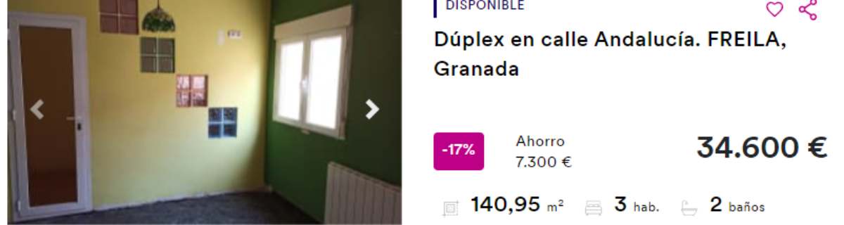 Dúplex en venta en Freila (Granada) por un precio de 34.600 euros