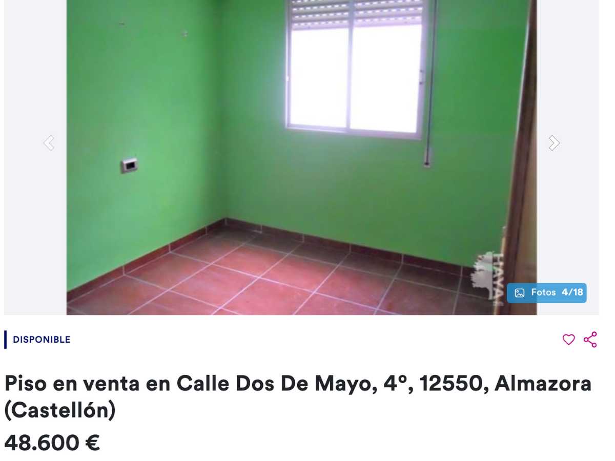 Piso en venta en Almazora (Castellón) por un precio de 48.600 euros