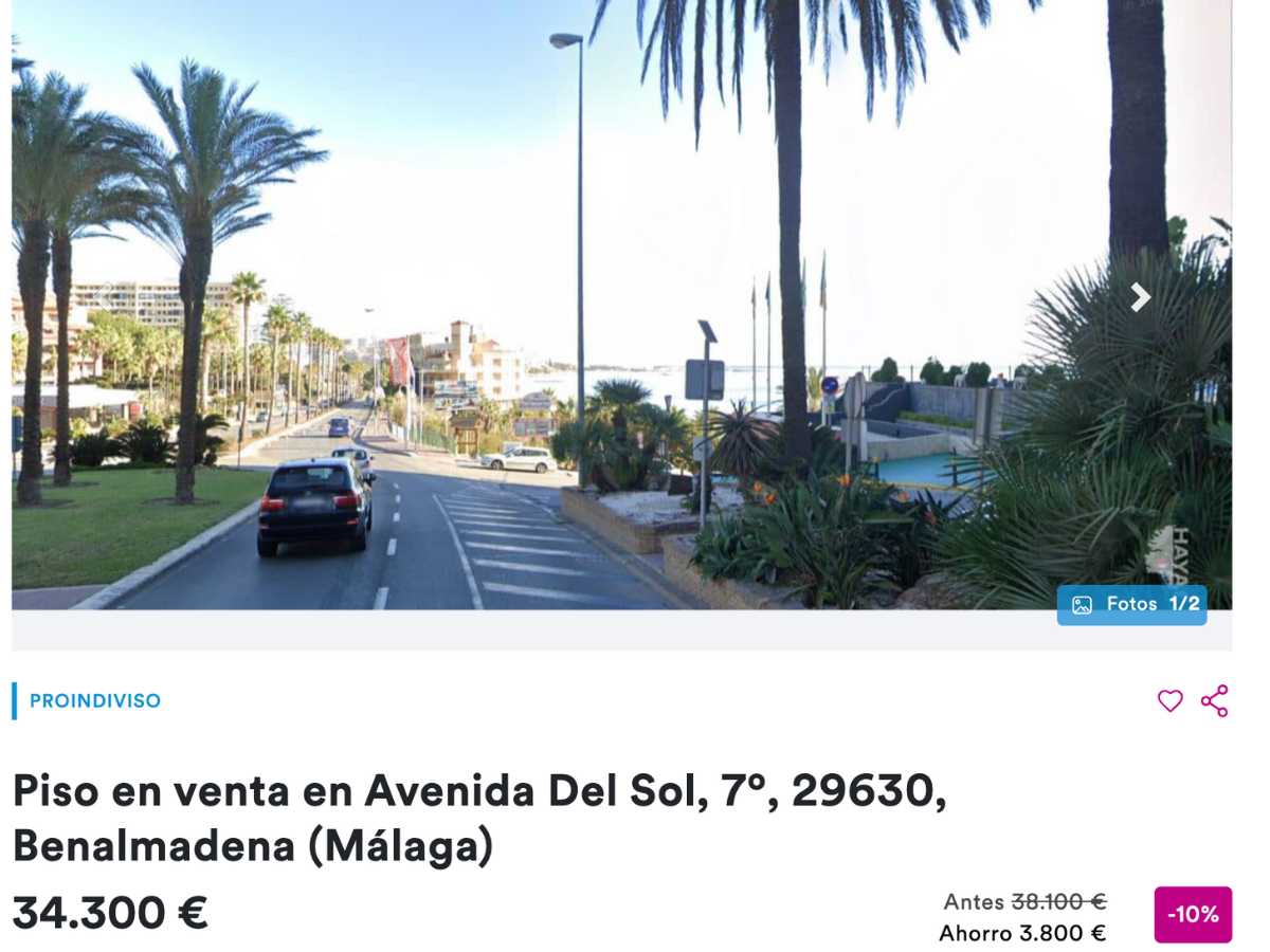 Piso en venta en Benalmádena (Málaga) por un precio de 34.300 euros