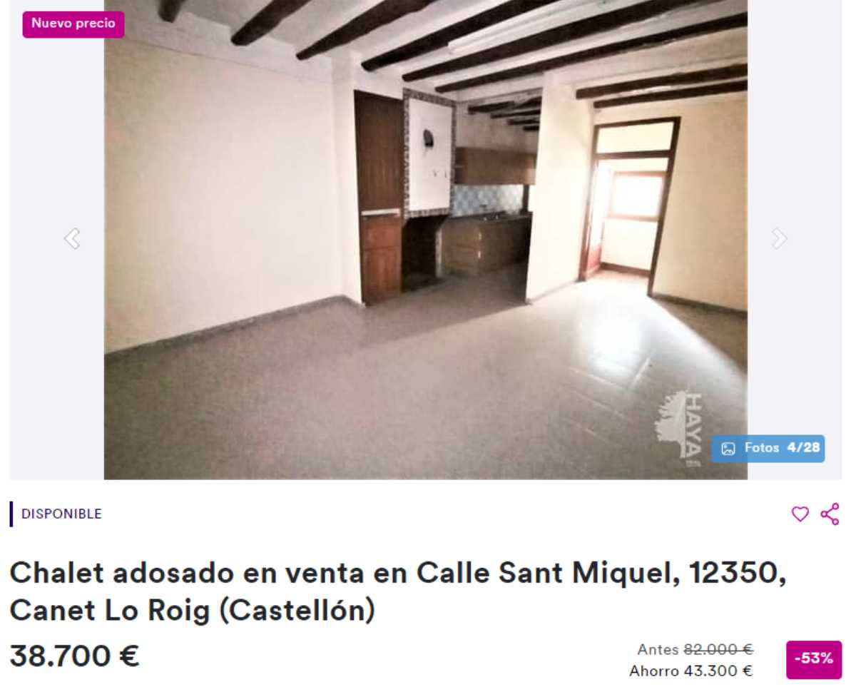 Chalet adosado en Canet Lo Roig (Castellón) por un precio de 38.700 euros