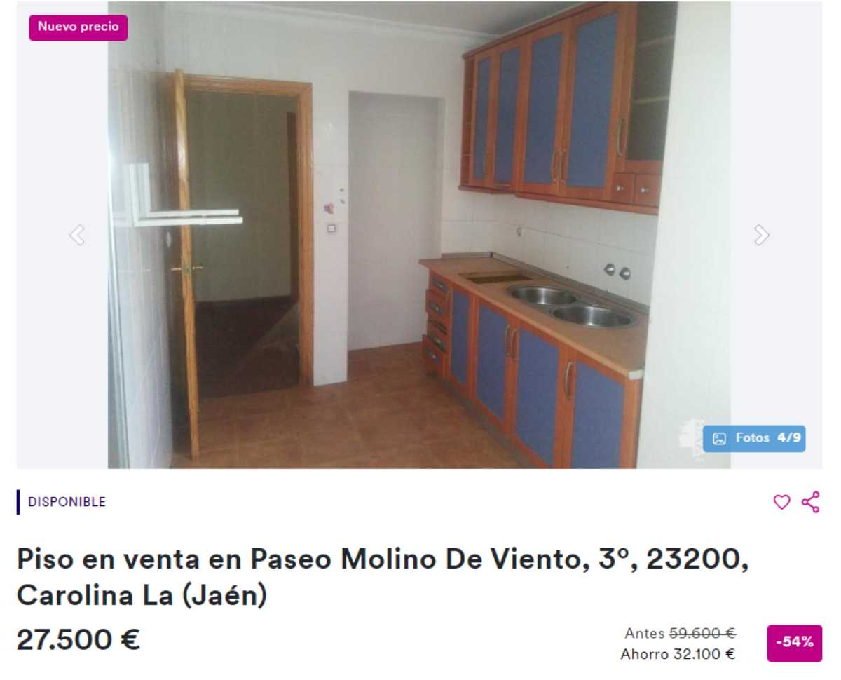 Piso en venta en La Carolina (Jaén) por un precio de 27.500 euros