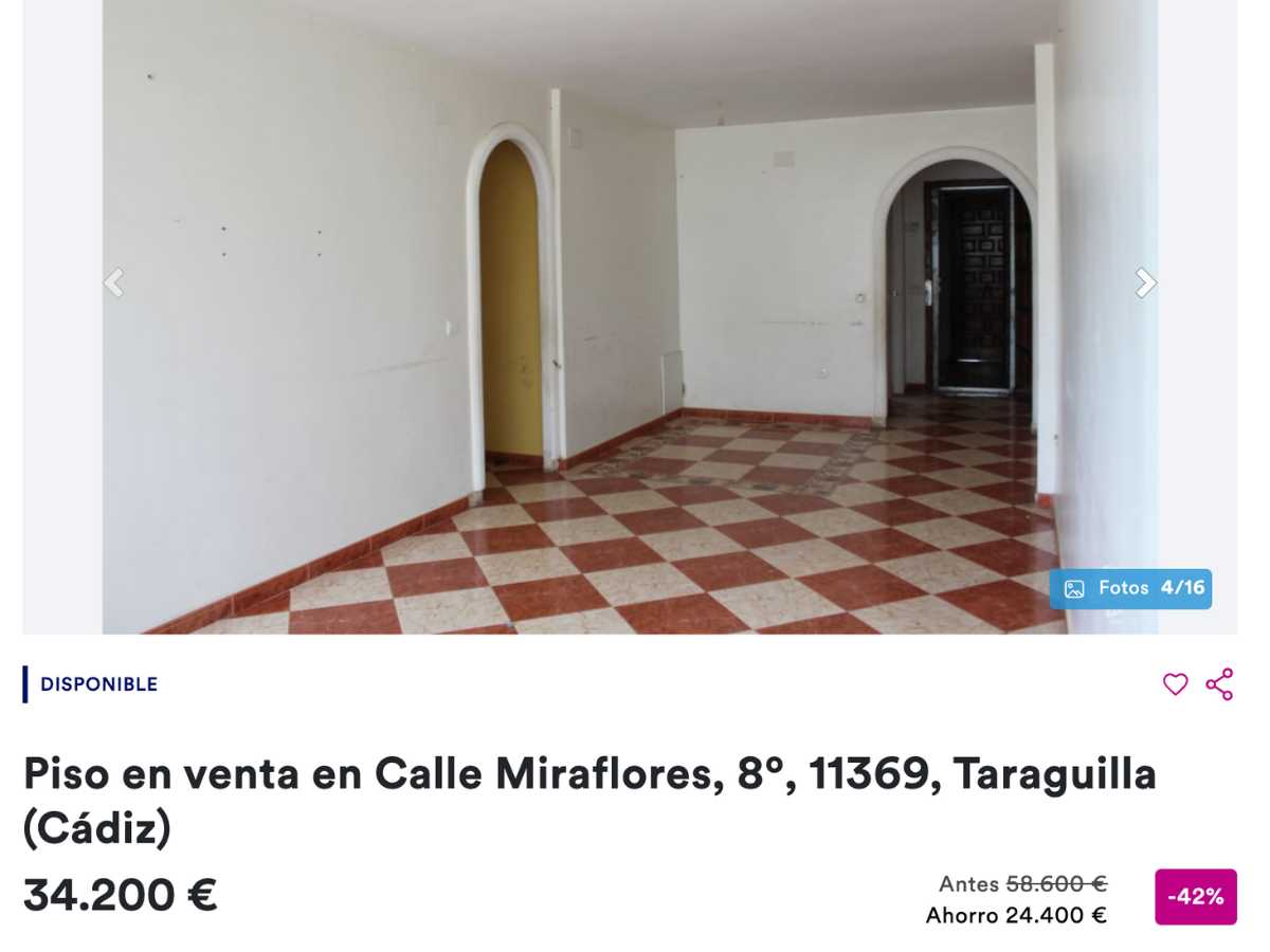 Piso en venta en Tarraguilla (Cádiz) por un precio de 34.200 euros