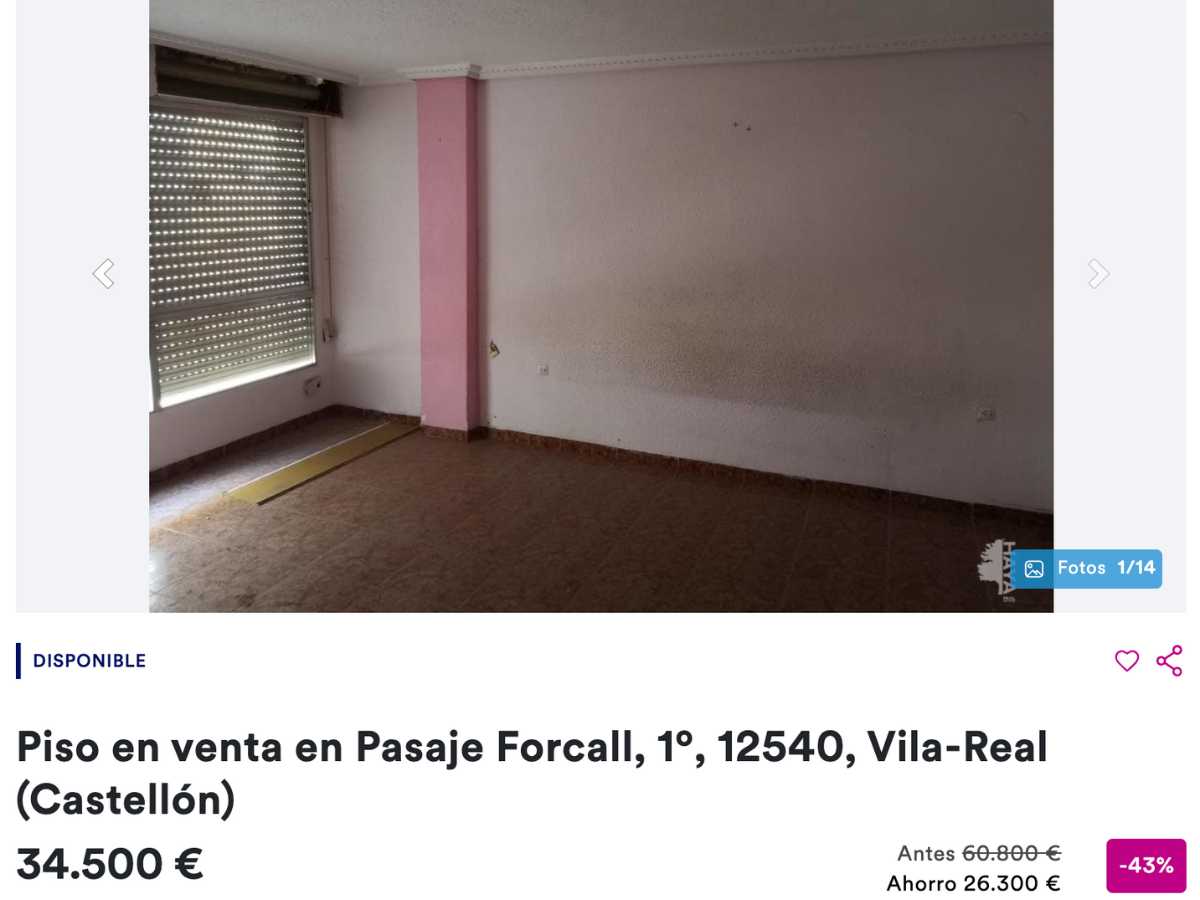 Piso en venta en Vila-Real (Castellón) por un precio de 34.500 euros
