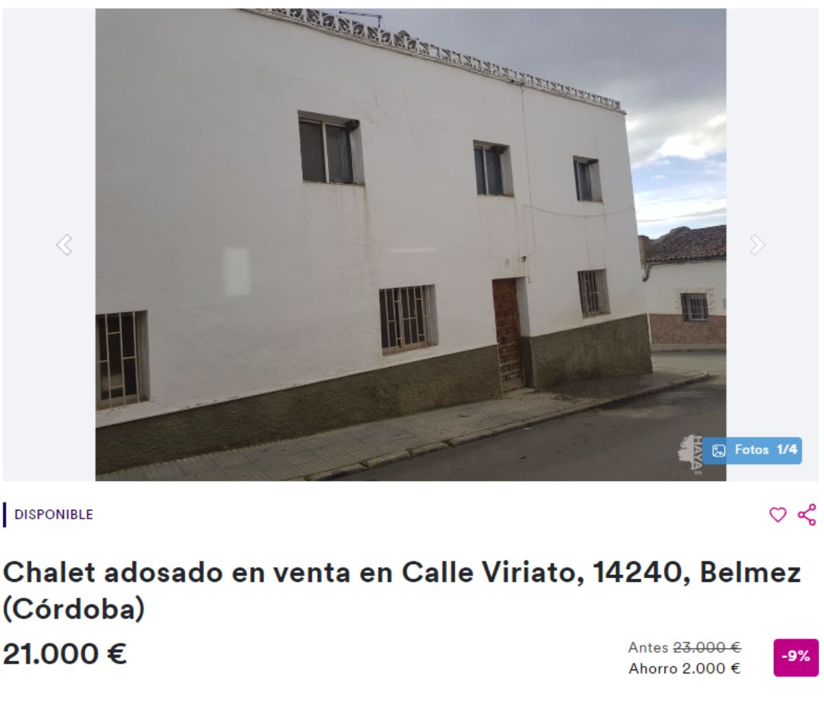 Chalet adosado en venta en Belmez