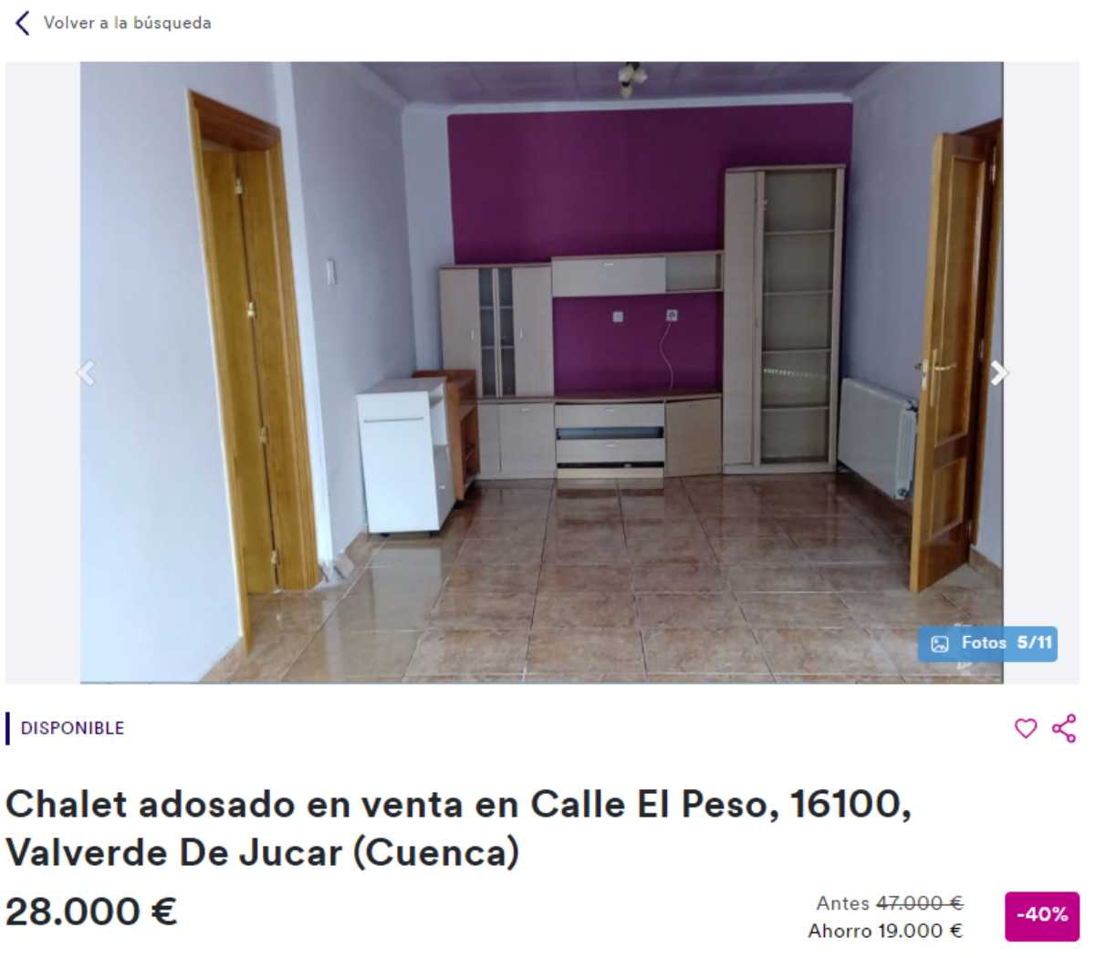 Chalet adosado en venta en Valverde de Júcar